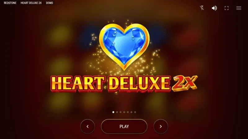 Heart Deluxe 2x – pagrindinis meniu ir pradinis lošimo automato ekranas